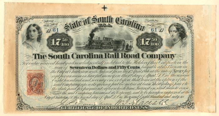 South Carolina Railroad Co. - Bond